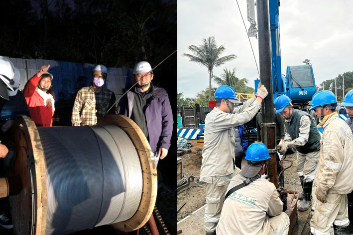 由馬國鳳教授(左)主持率領中央研究院與本校研究人員的米崙斷層光纖研究(MiDAS計畫),引進光纖地震觀測技術,是世界上首例跨斷層的地震。預計111年設置完成開啟地震觀測光世代。照片由中央研究院地球科學研究所提供。照片攝於111年1月7日前。