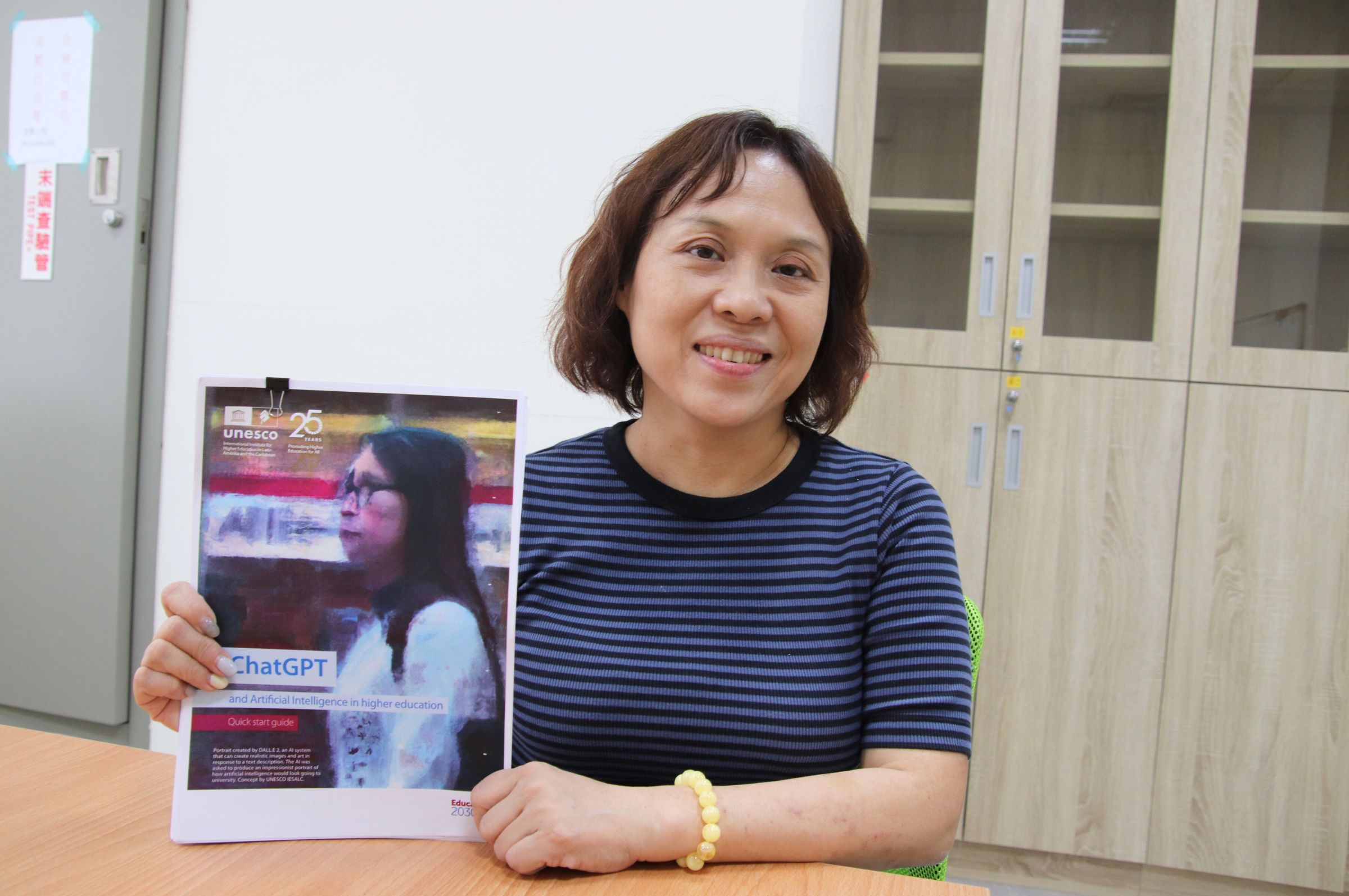 中央大學副教務長王俐容指出,中大課程融入ChatGPT,將結合聯合國教科文組織(UNESCO)之國際趨勢觀點。陳如枝攝