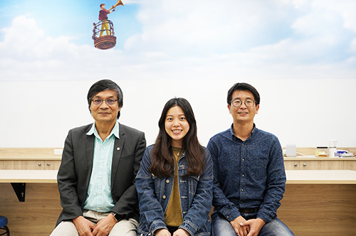 研究團隊左至右:大氣系林沛練教授、陳映潔同學,以及指導教授王聖翔老師。照片大氣系提供