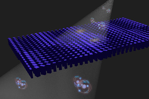 奈米結構超材料量子鏡對量子糾纏光進行高效率傳輸、偵測及訊息解構 (courtesy of ANU)。照片光電系提供