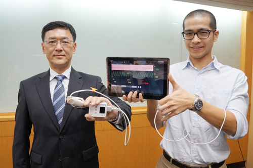 The “Dynamical Biomarkers Group” has developed a home diagnostic system capable of measuring five physiological signals and detecting 13 diseases or health conditions.  Photo: Chu Yun-hsuan